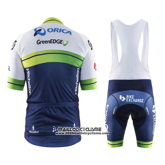 2016 Maillot Ciclismo Orica GreenEDGE Blanc et Bleu Manches Courtes et Cuissard